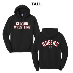 Queens Wrestling Tall Fleece Hooded Sweatshirt-Black