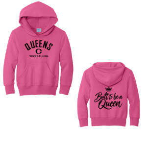 Queens Wrestling Youth Hooded Sweatshirt-Sangria