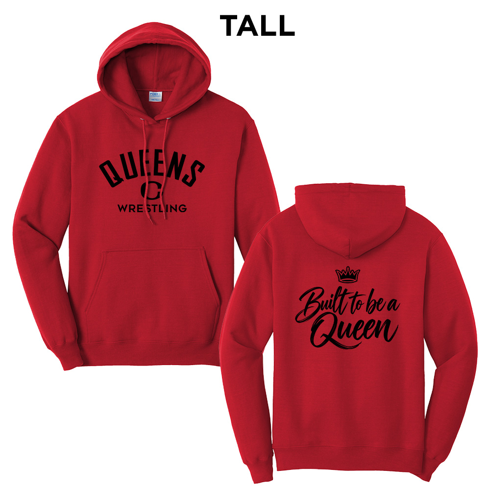 Queens Wrestling Tall Fleece Hooded Sweatshirt-Red