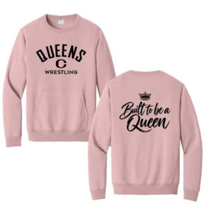 Queens Wrestling Unisex Core Fleece Crewneck Pocket Sweatshirt-Pale Blush
