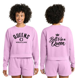Queens Wrestling Comfort Colors Women’s Mid-Length Crewneck Sweatshirt-Rose Quartz