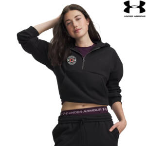 Queens Wrestling Under Armour UA Icon Fleece women’s 1/2 zip hoodie-Ultimate Black