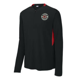 Queens Wrestling Sport-Tek Men Club 1/4-Zip Pullover-Black/Red