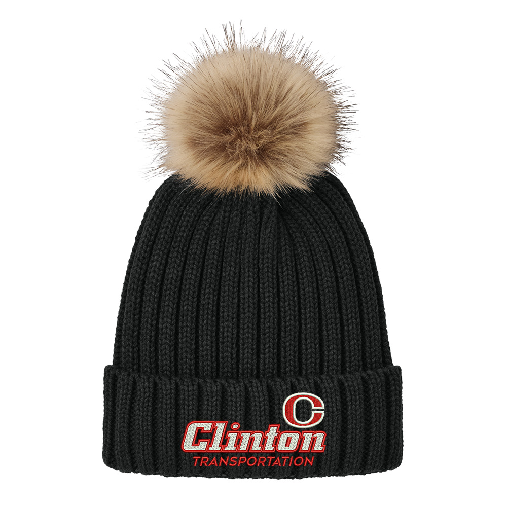 CCSD Transportation Port Authority Faux Fur Pom Beanie - DeepBlack