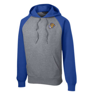 DN AAU Wrestling Sport Tek Raglan Colorblock Pullover Hooded Sweatshirt Unisex-Royal/Vintage Heather