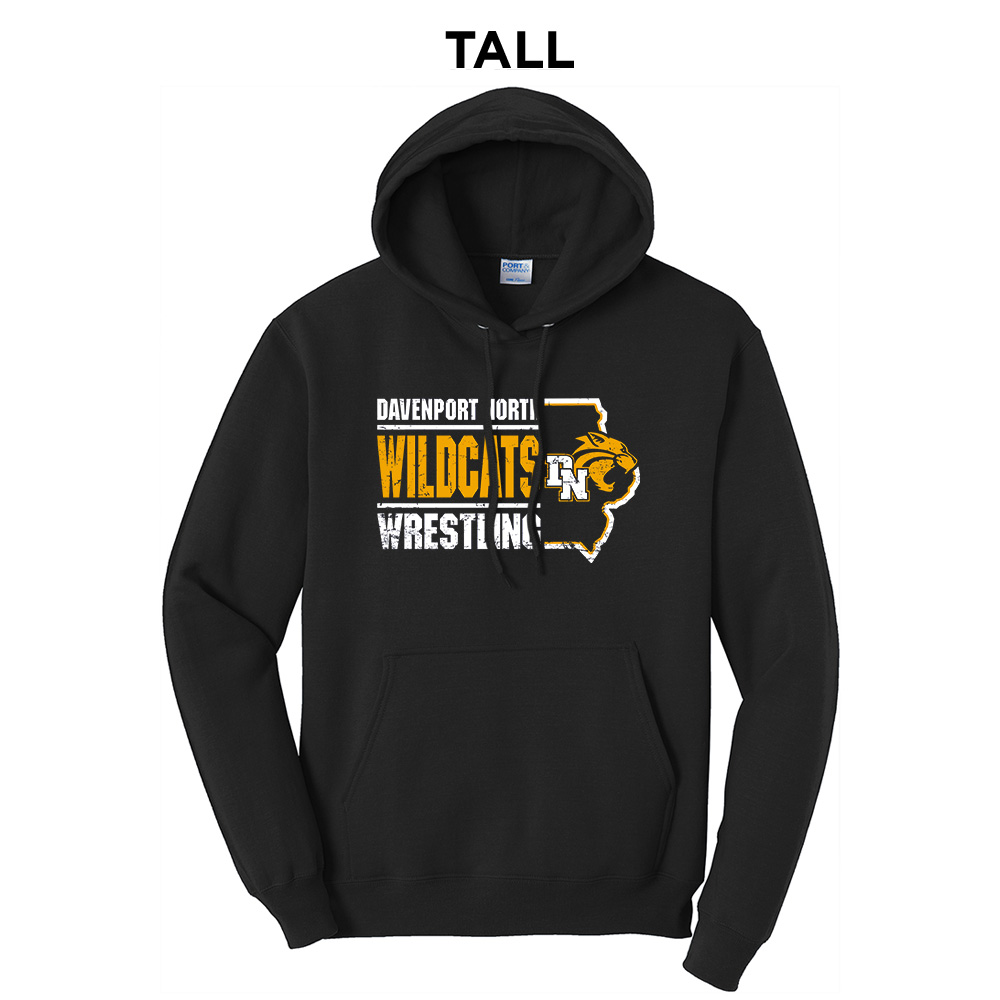 DN AAU Wrestling TALL Classic Pullover Hooded Sweatshirt -Black