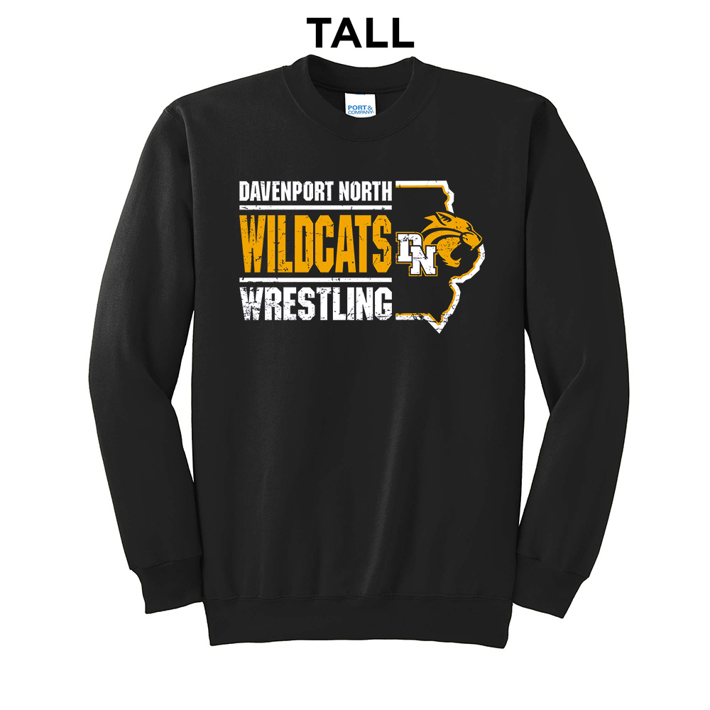 DN AAU Wrestling TALL Ultimate Crewneck Sweatshirts -Black
