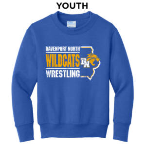 DN AAU Wrestling Youth Fleece Crewneck Sweatshirt-Royal
