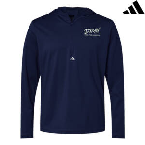 DTMN adidas Men’s Lightweight Quarter-Zip Hooded Pullover-Navy