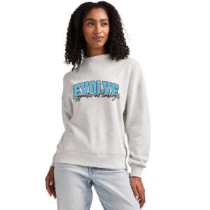 Evolve Charles River Women’s Willow Mock Neck Sweatshirt – Oatmeal Heather