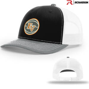 EV Girls Basketball Richardson Pro Crown Mesh Back Adjustable back cap Tri Color-Black/White/Heather Grey