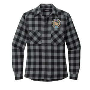EV Girls Basketball Port Authority Ladies Plaid Flannel Shirt-Grey/Black Buffalo Check