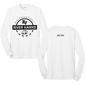 EV Girls Basketball Unisex Long Sleeve Core Blend T Shirt – White