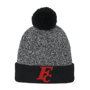 Forest City Staff Sport-Tek Halftime Heather Pom Beanie-Black/Silver