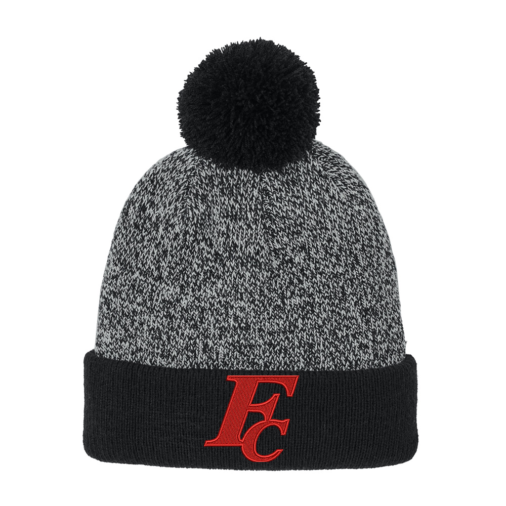 Forest City Staff Sport-Tek Halftime Heather Pom Beanie-Black/Silver