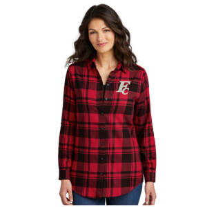 Forest City Staff Port Authority Womens Plaid Flannel Tunic- Engine Red/Black