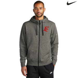 Forest City Staff Nike Club Fleece Sleeve Swoosh Full Zip Hoodie Men-Charcoal Heather