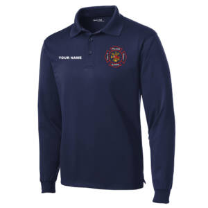 Fulton Fire Sport-Tek Men – Long Sleeve Micropique Sport-Wick Polo-Navy