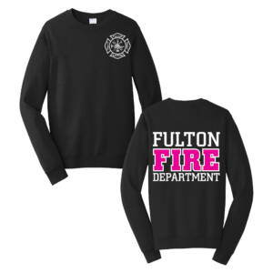 Fulton Fire Unisex Fan Favorite Fleece Crewneck Sweatshirt-Black