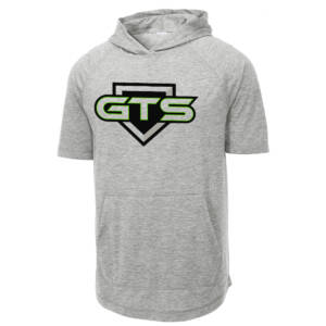 GTS Baseball Sport Tek Posicharge Tri Blend Wicking Short Sleeve Hoodie – Light Grey Heather