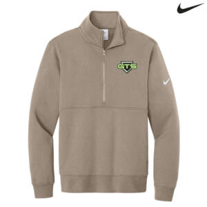 GTS Baseball Nike Club Fleece Sleeve Swoosh 1/2 Zip – Khaki