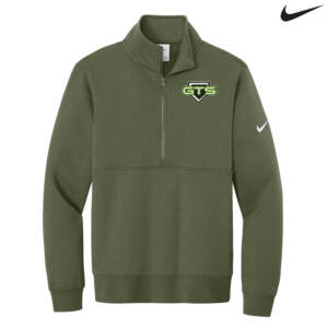 GTS Baseball Nike Club Fleece Sleeve Swoosh 1/2 Zip – Olive
