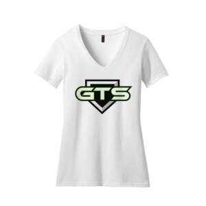 GTS Baseball District Made Ladies Perfect Blend V Neck Tee – White