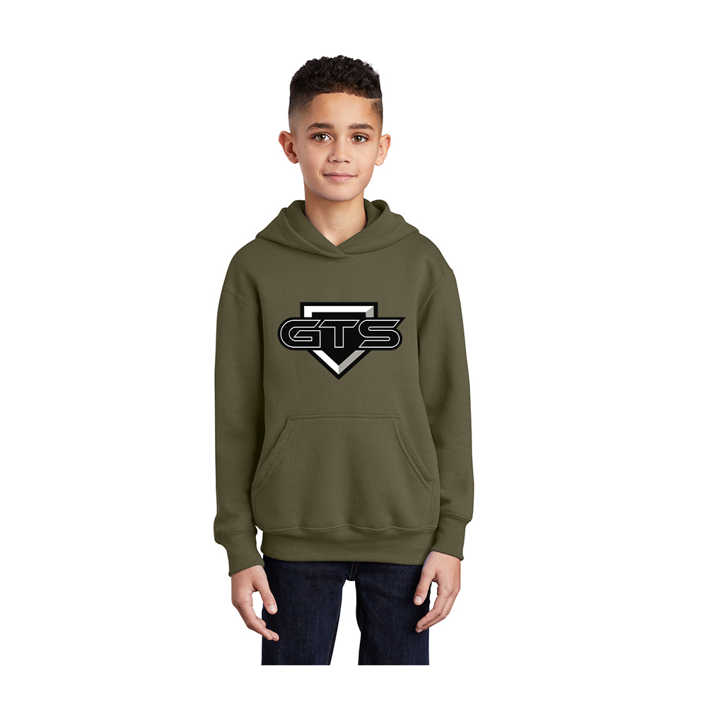 GTS Baseball Youth Hooded Sweatshirt - Olive Drab Green