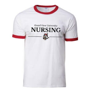 GV Nursing  Unisex Cotton Ringer Tee-White/Red