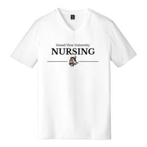 GV Nursing District Made Mens Perfect Tri V Neck Tee – White
