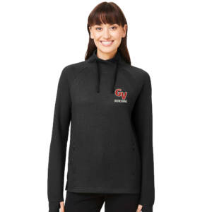 GV Nursing North End Women’s Rhythm Waffle Cross Neck Pullover – Black