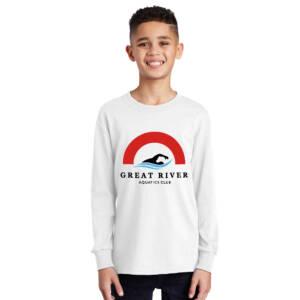 Great River Aquatics Youth Cotton Long Sleeve Tee-White