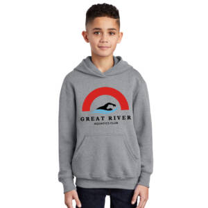 Great River Aquatics Youth Hooded Sweatshirt-Athletic Heather