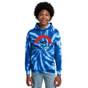 Great River Aquatics Youth Essential Tie-Dye Pullover Hooded Sweatshirt-Royal