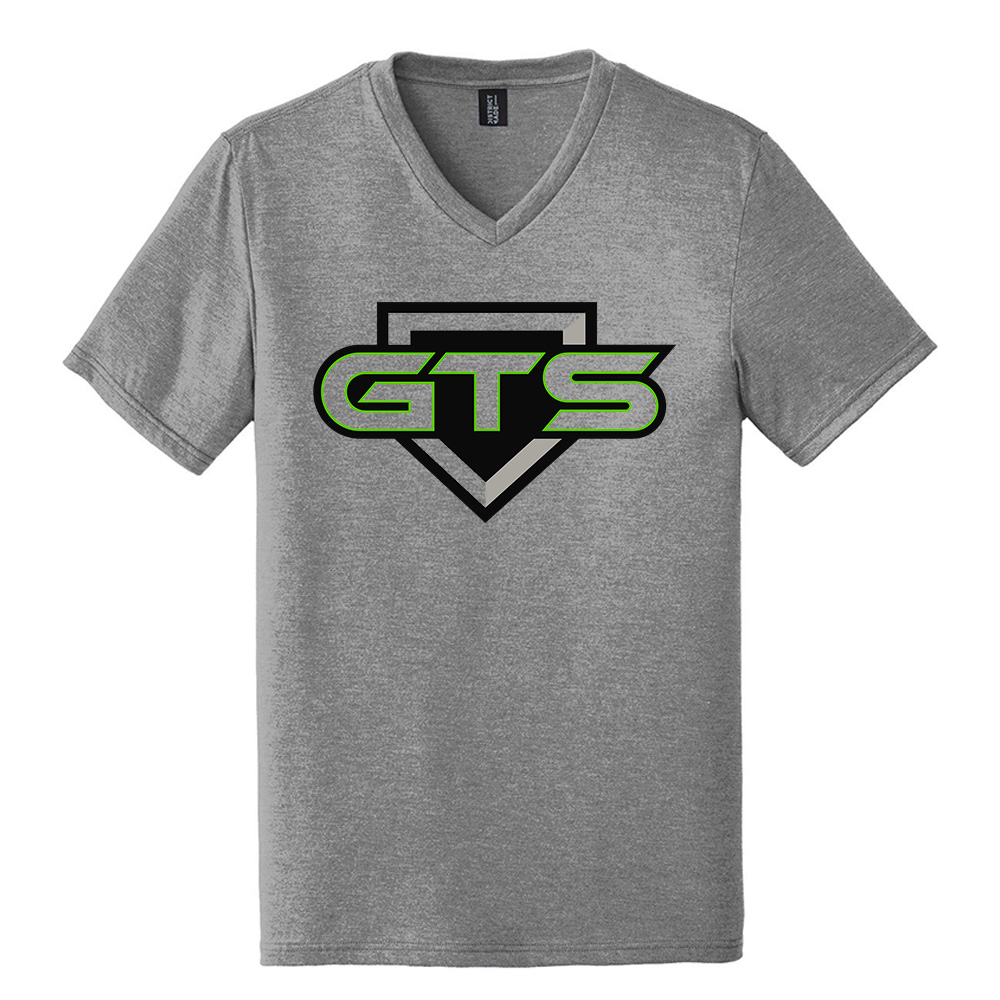 GTS Softball District Made Mens Perfect Tri V Neck Tee - Grey Frost