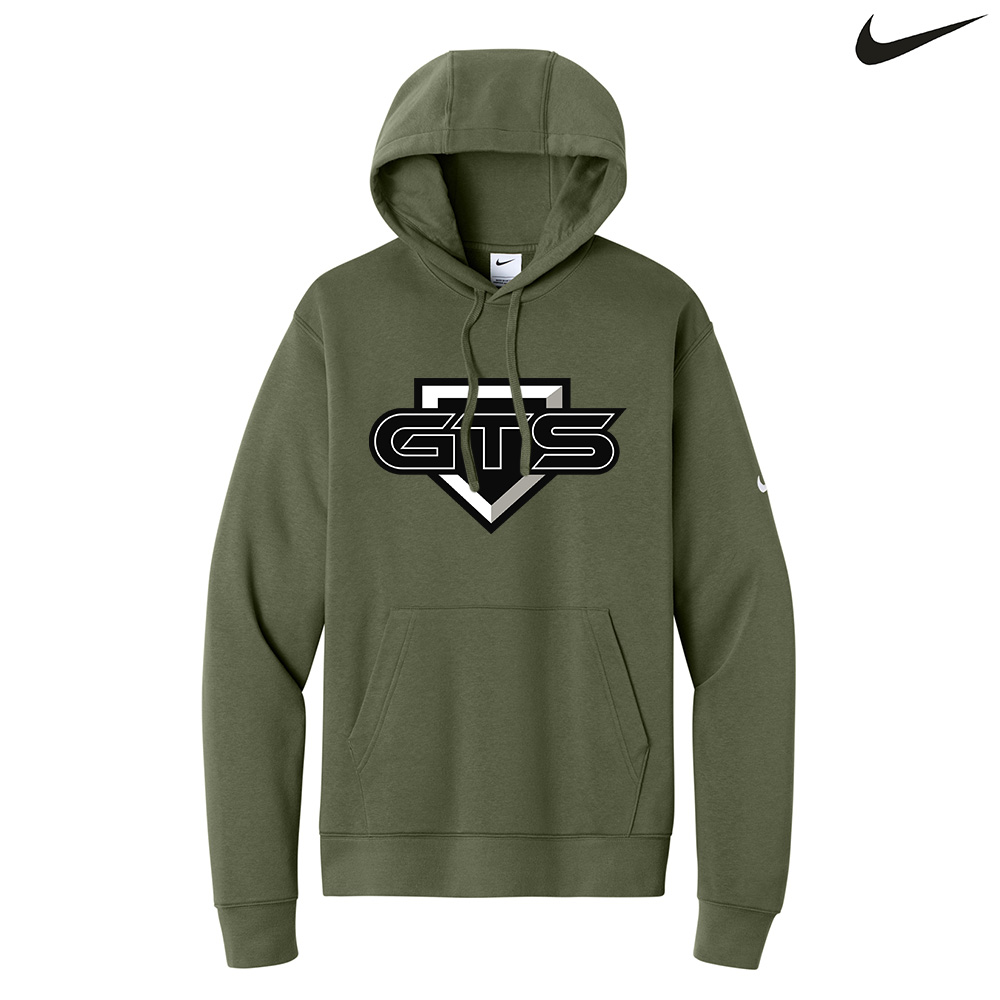 GTS Softball Nike Club Unisex Fleece Sleeve Swoosh Pullover Hoodie -Medium Olive