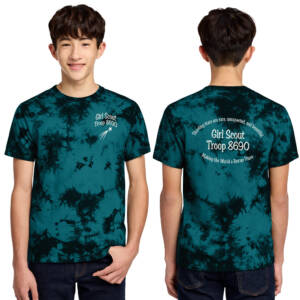 Girl Scout Troop  YOUTH Crystal Tie Dye Tee – BlackTeal