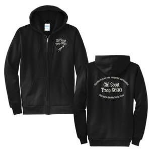 Girl Scout Troop Unisex Core Fleece Full Zip Hooded Sweatshirt-Black