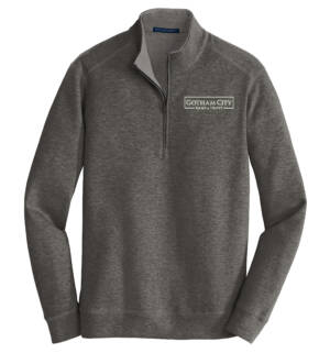 Gotham City Men Port Authority Interlock 1/4 Zip-Charcoal Heather/Medium Grey Heather