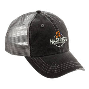 Hastings Show Choir Washed Herringbone Cotton distressed Twill Trucker Cap – BlackGrey