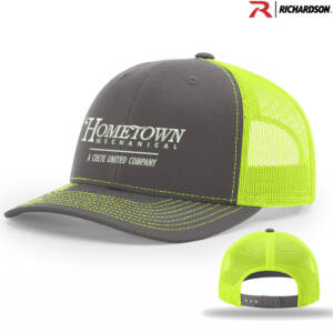 Hometown Richardson Pro Crown Mesh Back Adjustable back cap Split-Charcoal/Neon Yellow