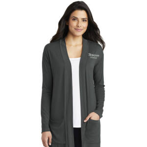 Hometown Port Authority Ladies Concept Long Pocket Cardigan-Grey Smoke