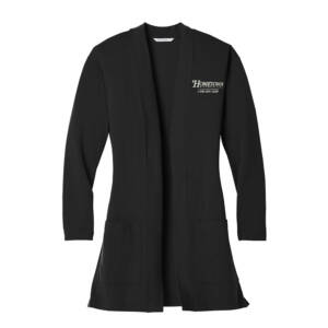 Hometown Port Authority Ladies Concept Long Pocket Cardigan-Black