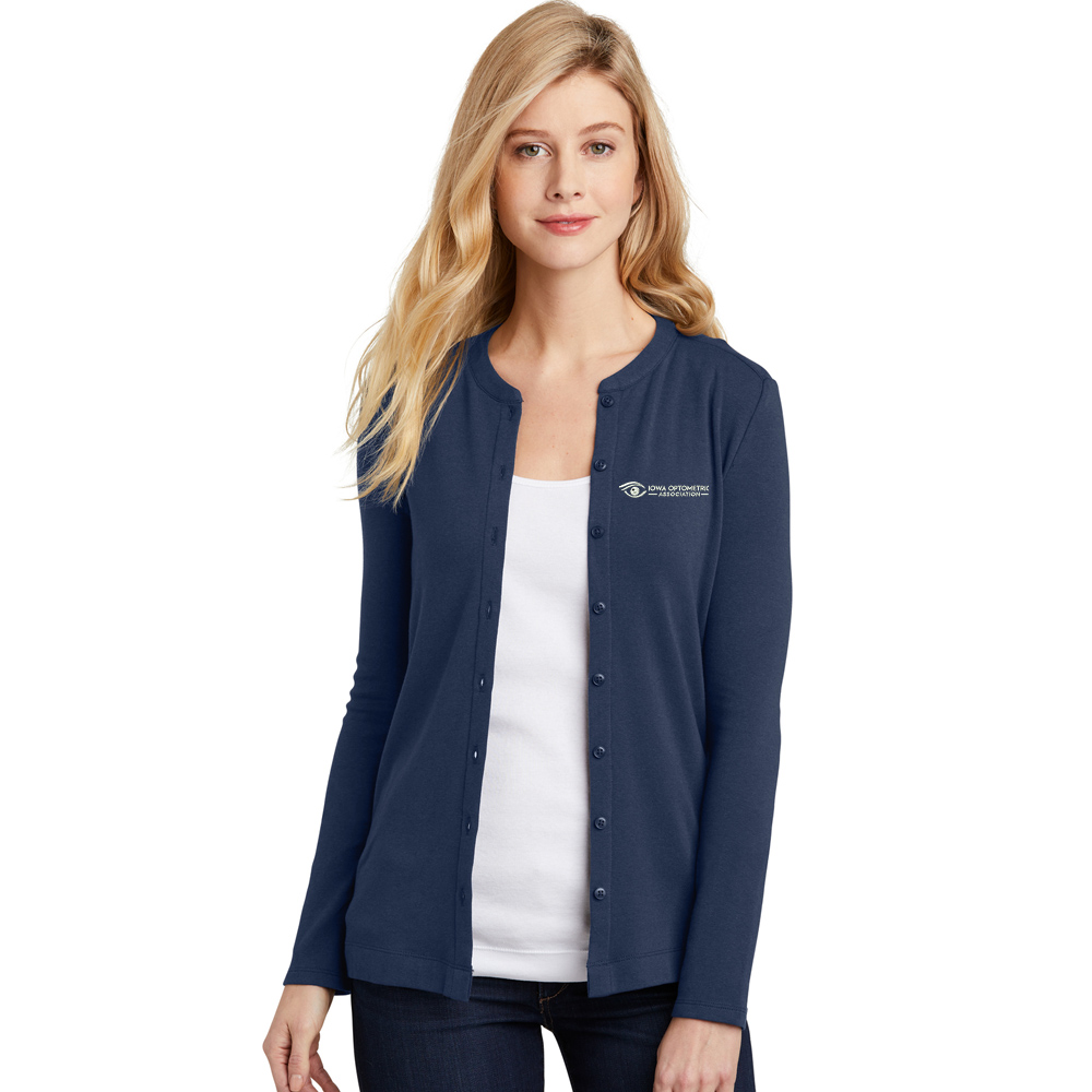 Iowa Optometric Port Authority Ladies Concept Stretch Button Front Cardigan - Navy