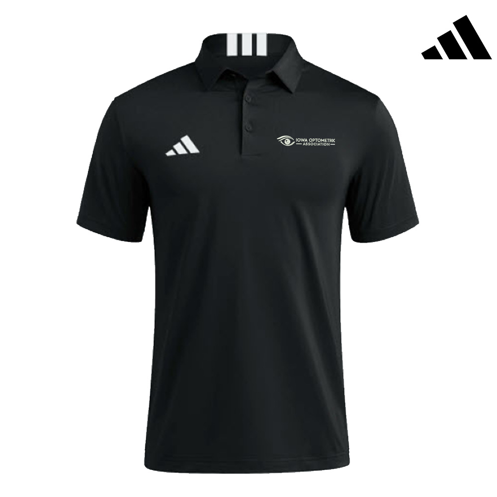 Iowa Optometric Adidas 3 Stripe short sleeve Polo Black (M-3x)