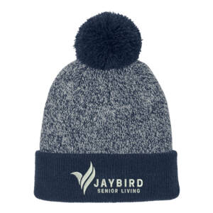 Jaybird Sport-Tek Halftime Heather Pom Beanie-navy/Silver