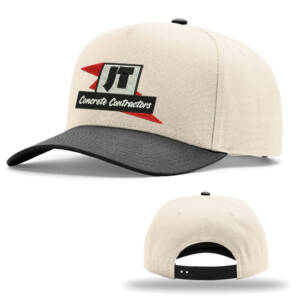 JT Concrete Contractors Richardson Full Fabric 5 Panel Champ Cap – CreamBlack