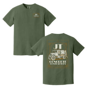 JT Concrete Contractors Unisex Comfort Colors Pigment Dyed Short Sleeve Shirt – Hemp