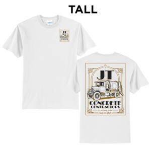 JT Concrete Contractors Tall Short Sleeve Tee – White