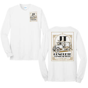 JT Concrete Contractors Unisex Long Sleeve Core Blend T Shirt – White